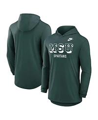 Nike Men's Green Michigan State Spartans Legacy Tri-Blend Dri-fit Long Sleeve Hoodie T-Shirt