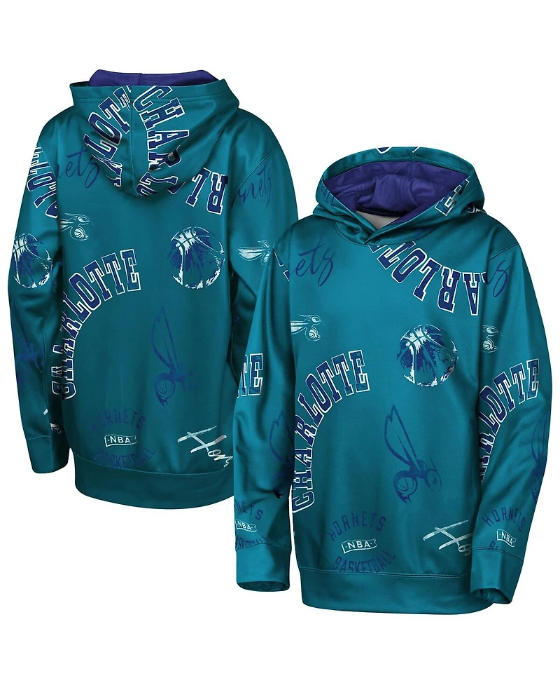 Outerstuff Big Boys and Girls Teal Charlotte Hornets Moving Violation Hoodie