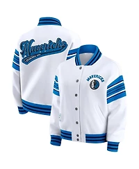 Wear by Erin Andrews Women's White Dallas Mavericks Full-Snap Fleece Sweatshirt Jacket