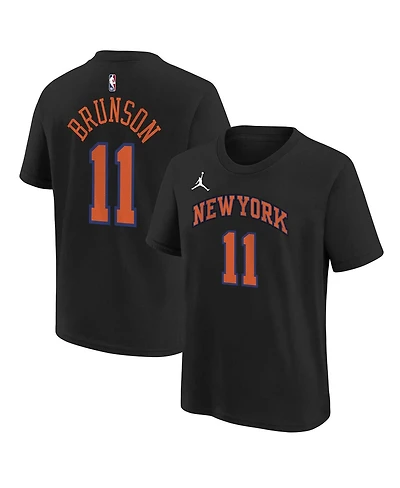 Jordan Big Boys and Girls Jalen Brunson Black New York Knicks Name Number T-Shirt