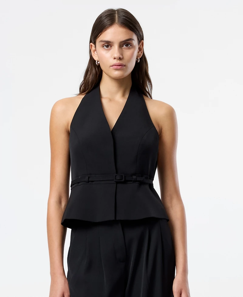 French Connection Women's Harry Suiting Belted Halter V-Neck Top