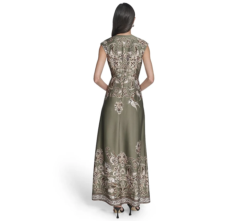 Vince Camuto Women's Printed Extended V-Neck Dress