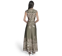 Vince Camuto Women's Printed Extended V-Neck Dress