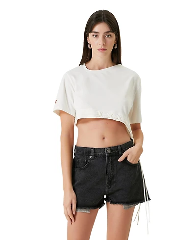 Pcfg Women's Free Heaven Cotton Crop String T-Shirt