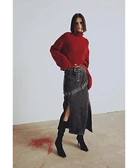 Pcfg Women's Colorblocked Stretch Denim Skirt