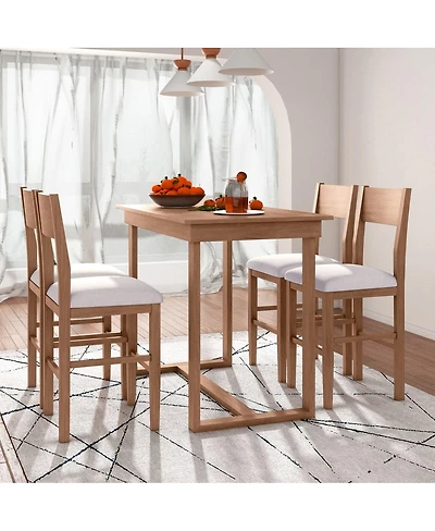 Maison Boucle Space-Saving 5-Piece Counter Height Dining Table Set with 4 Upholstered Chairs