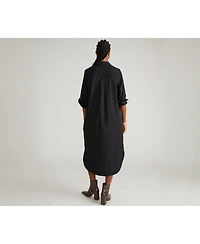 Universal Standard Womens Plus Odeon Stretch Poplin Shirtdress