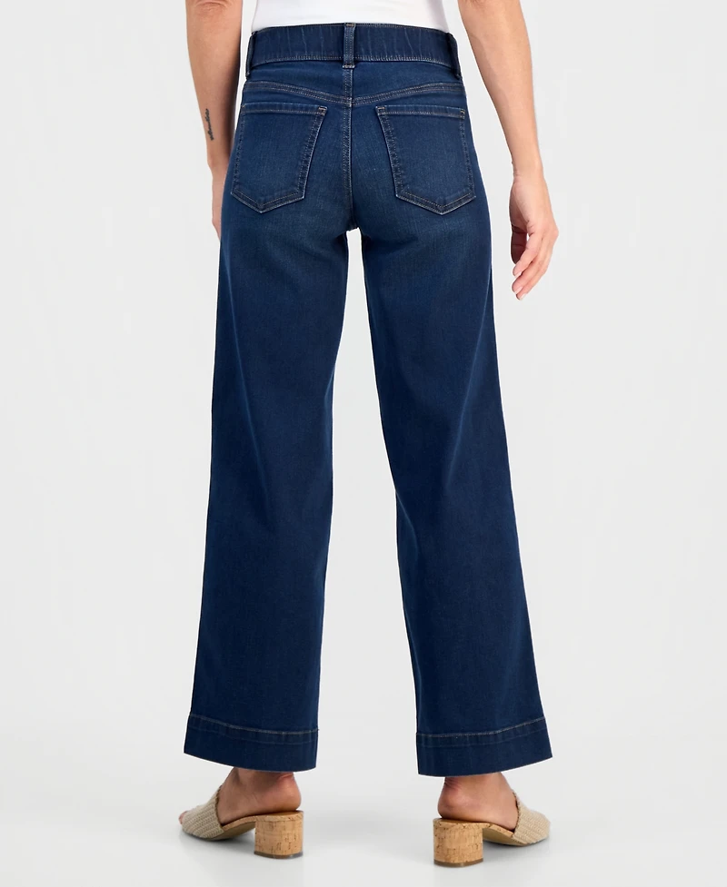 Style & Co Petite Pull-On Shaping High-Rise Wide-Leg Jeans, Macy's Exclusive