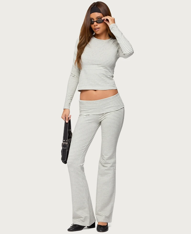 Edikted Womens Kaeli Stripey Flared Leggings