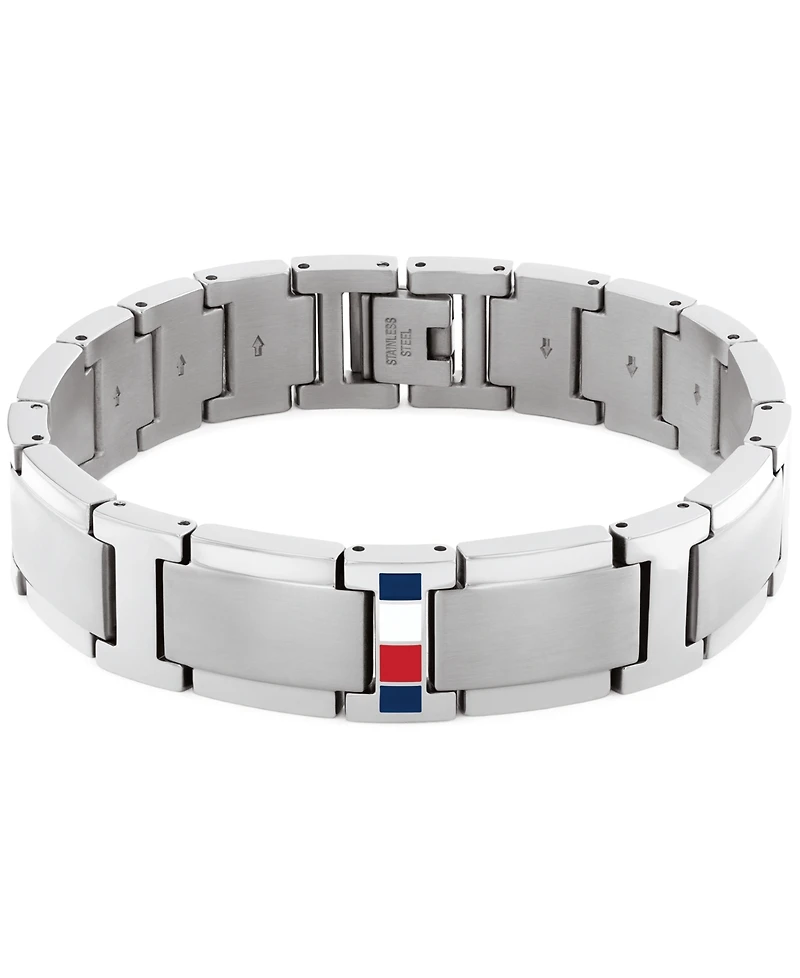Tommy Hilfiger Men's Silver-Tone Stainless Steel Adjustable Bracelet