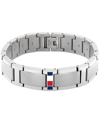 Tommy Hilfiger Men's Silver-Tone Stainless Steel Adjustable Bracelet