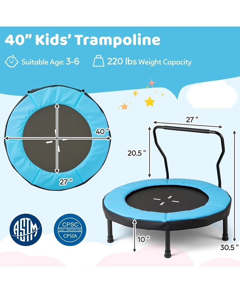 Sugift 40 Inch Trampoline for Kids Indoor Outdoor Fitness