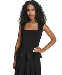 Calvin Klein Women's Square-Neck Belted Midi Dress