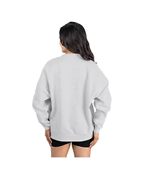 Gameday Couture Women's Ash Detroit Lions Home Turf Oversized Premium Fleece Pullover Sweatshirt