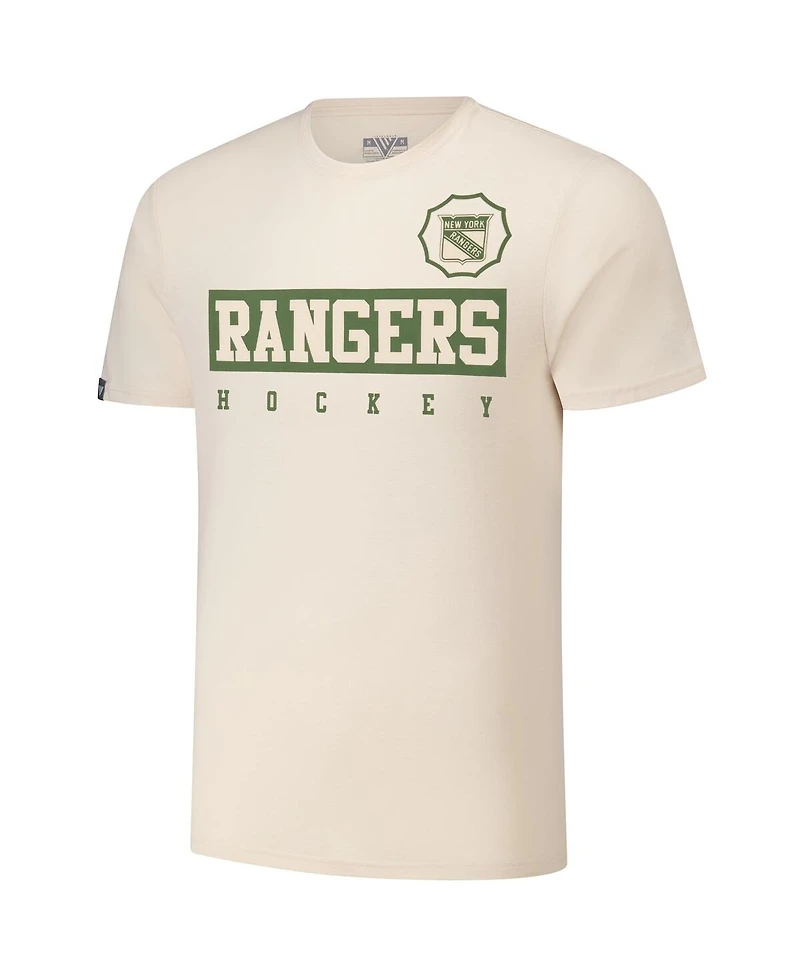 Levelwear Men's Mika Zibanejad Khaki New York Rangers 2024 Nhl Military Appreciation Richmond Delta Player Name Number T-Shirt