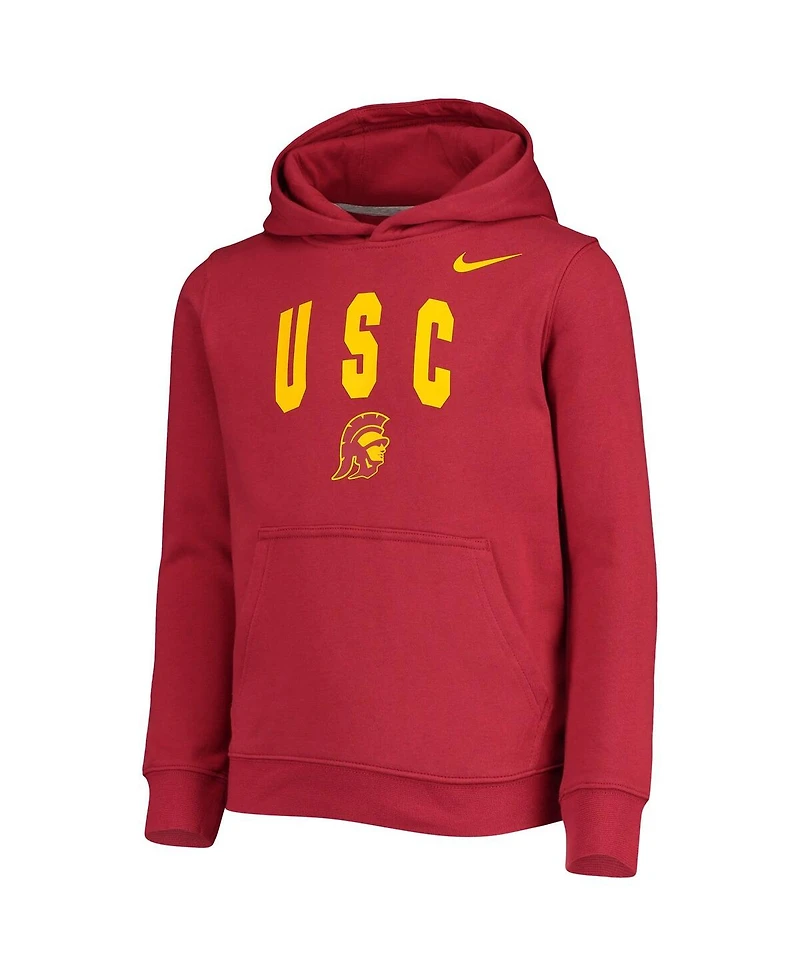 Nike Big Boys and Girls Cardinal Usc Trojans Club Fleece Pullover Hoodie