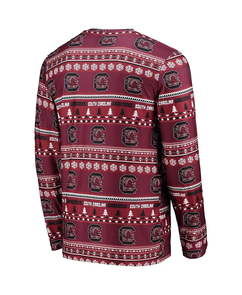 Concepts Sport Men's 2-Piece Garnet South Carolina Gamecocks Ugly Sweater Long Sleeve Top and Pants Sleep Set