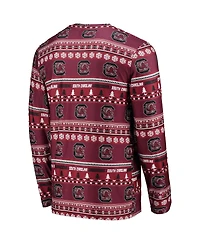 Concepts Sport Men's 2-Piece Garnet South Carolina Gamecocks Ugly Sweater Long Sleeve Top and Pants Sleep Set