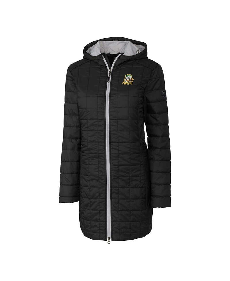 Cutter & Buck Women's Black Oregon Ducks Rainier PrimaLoft Eco Hooded Long Coat