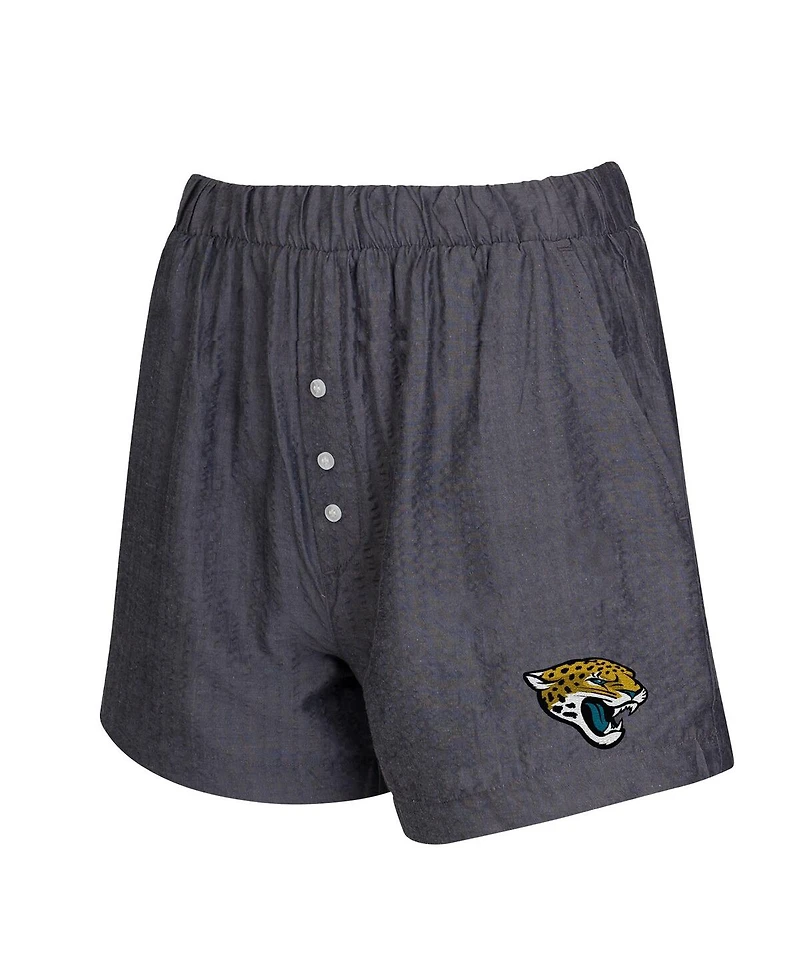 Concepts Sport Women's 2-Pack Charcoal Jacksonville Jaguars Stripes and Solids Boxer Shorts Set