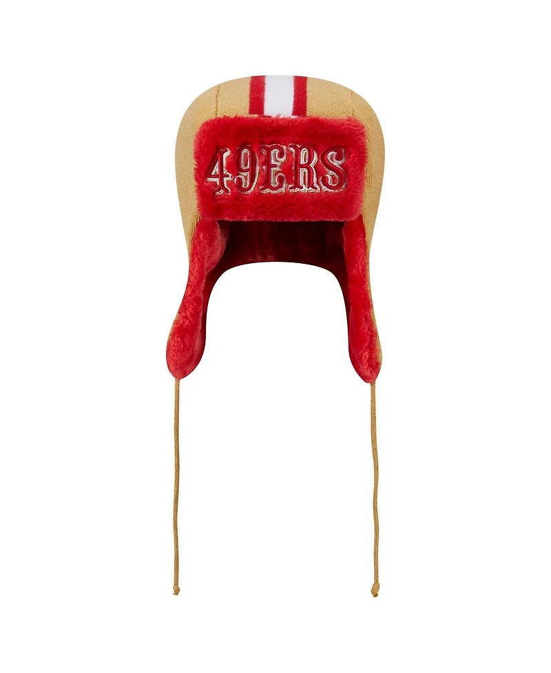 New Era Men's Gold San Francisco 49ers Helmet Head Trapper Knit Hat