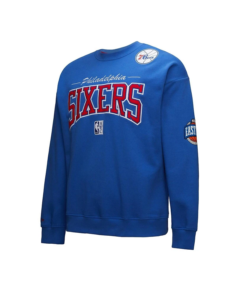 Mitchell & Ness Men's Royal Philadelphia 76ers Hardwood Classics There Back 2.0 Vintage Pullover Sweatshirt