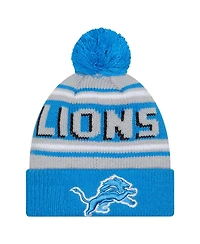 New Era Big Boys and Girls Blue Detroit Lions Main Cuffed Knit with Pom Hat