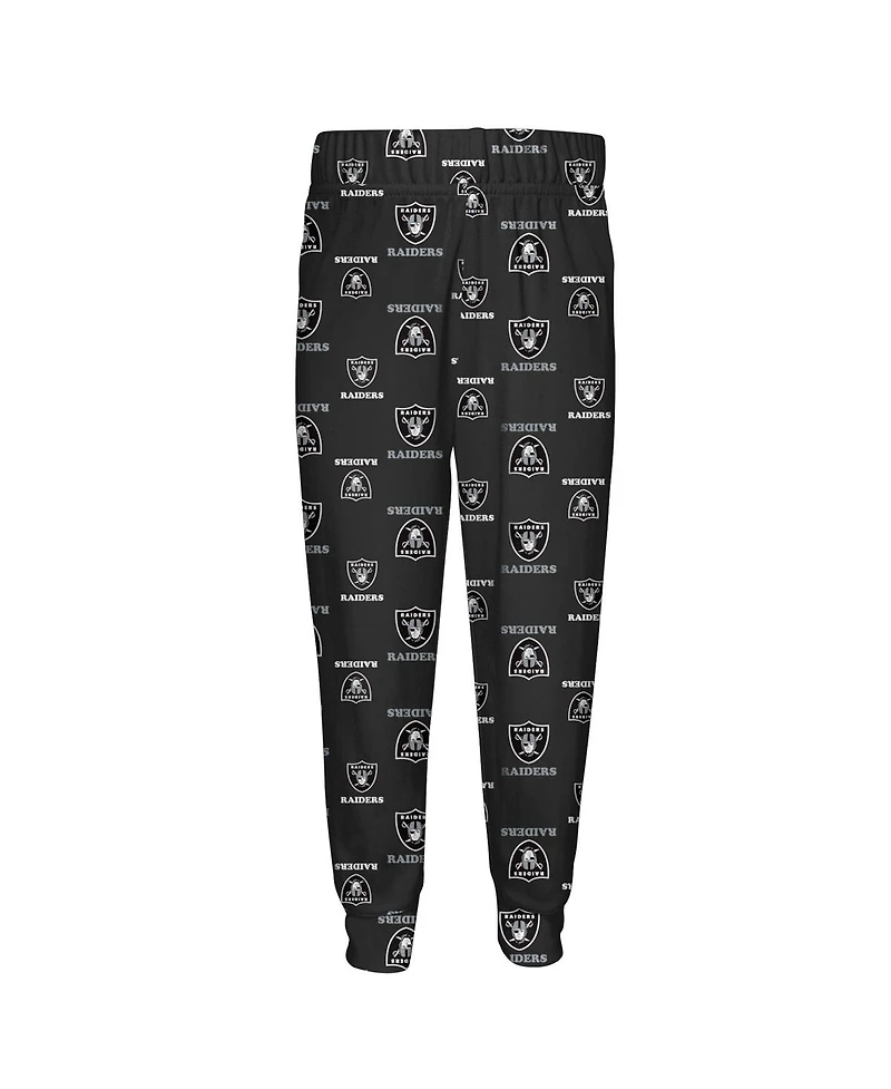 Outerstuff Toddler 2-Piece Black Las Vegas Raiders All-Over-Print Long Sleeve T-Shirt and Pants Sleep Set