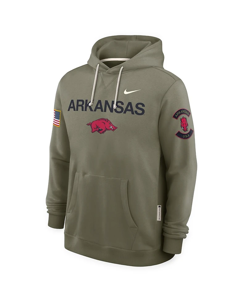Nike Men's Olive Arkansas Razorbacks 2025 Military Appreciation Dri-fit Hoodie