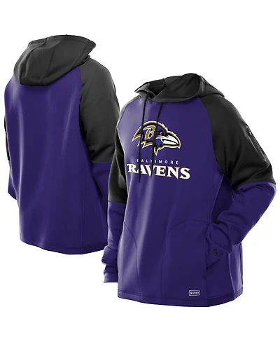 New Era Men's Purple Baltimore Ravens Combine Authentic Color Block Raglan Pullover Hoodie