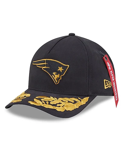 New Era x Alpha Industries Men's Black New England Patriots A-Frame 9FORTY Adjustable Hat