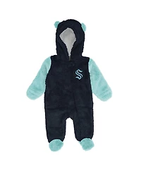 Outerstuff Newborn Navy Seattle Kraken Stay Napping Fleece Bunting Full-Zip Hooded Sleeper