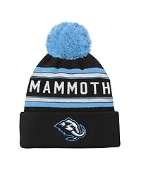 Outerstuff Big Boys and Girls Black Utah Mammoth Jacquard Cuffed Knit with Pom Hat