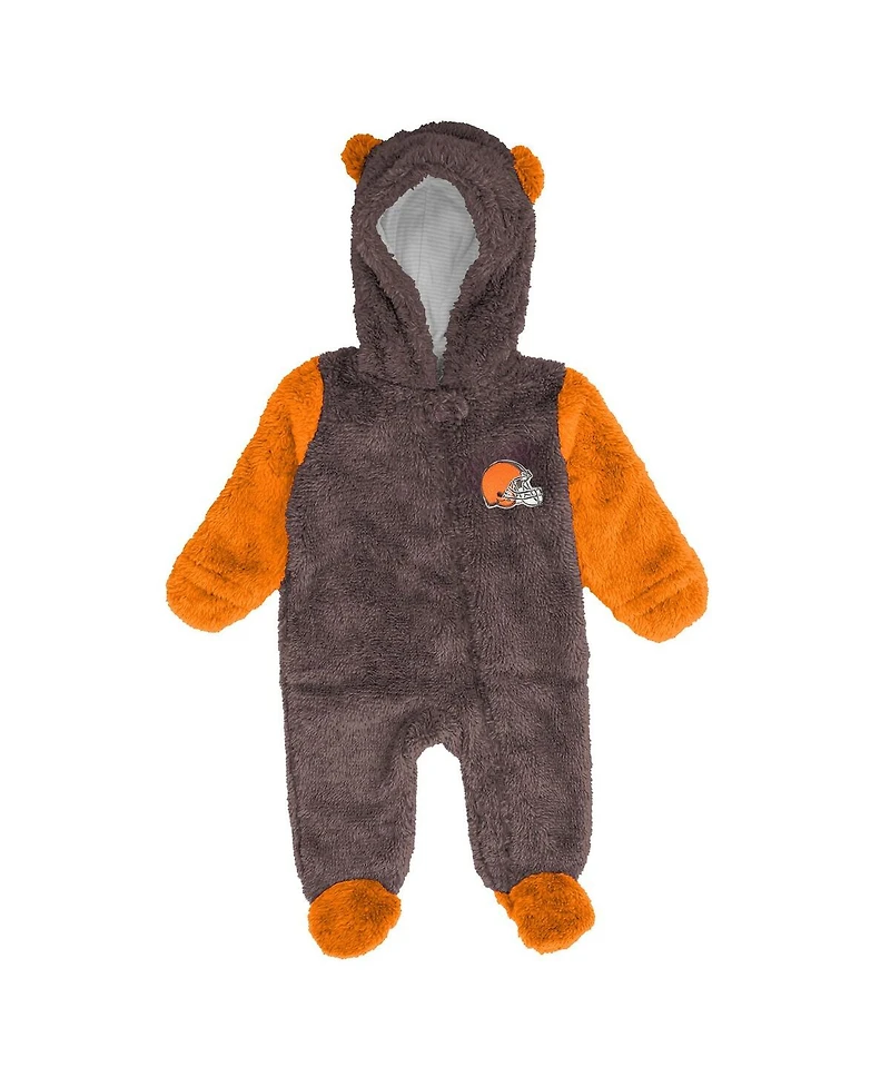 Outerstuff Baby Boys and Girls Brown Cleveland Browns Stay Napping Fleece Bunting Full-Zip Sleeper