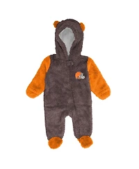 Outerstuff Baby Boys and Girls Brown Cleveland Browns Stay Napping Fleece Bunting Full-Zip Sleeper