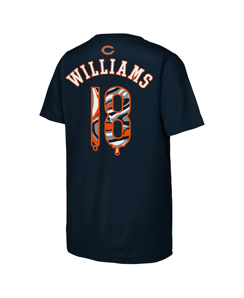 Outerstuff Big Boys and Girls Caleb Williams Navy Chicago Bears Mainliner Drip Player Name Number T-Shirt