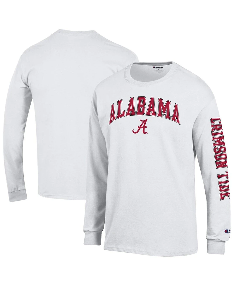 Champion Men's White Alabama Crimson Tide Arch Over Logo 2-Hit Long Sleeve T-Shirt