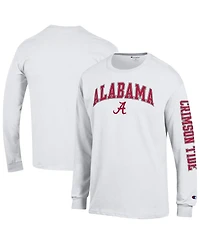 Champion Men's White Alabama Crimson Tide Arch Over Logo 2-Hit Long Sleeve T-Shirt