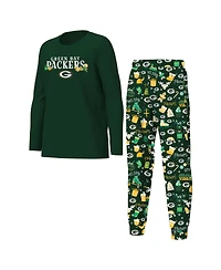 Outerstuff Big Boys and Girls Green Bay Packers Chestnut Holiday Sleep Set
