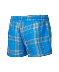 Concepts Sport Women's 2-Piece Heather Gray/Blue Detroit Lions Regulate Plaid Long-Sleeve T-Shirt Shorts Sleep Set