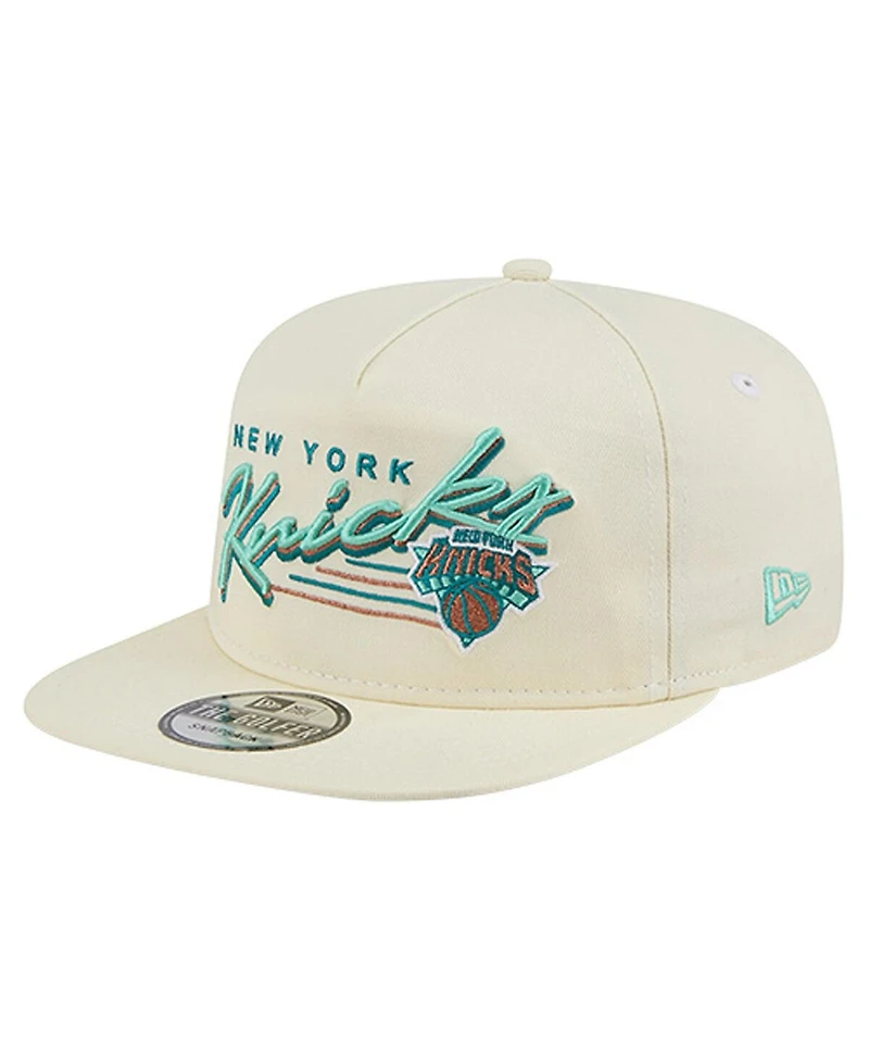 New Era Men's Cream New York Knicks Liberty Golfer Adjustable Hat