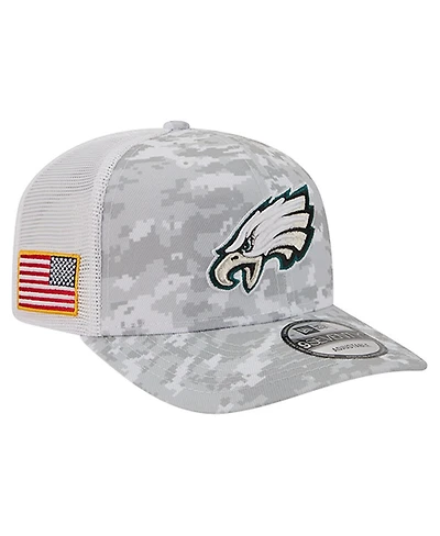 New Era Men's Gray Philadelphia Eagles Salute to Service Fan Pack 9SEVENTY Trucker Adjustable Hat