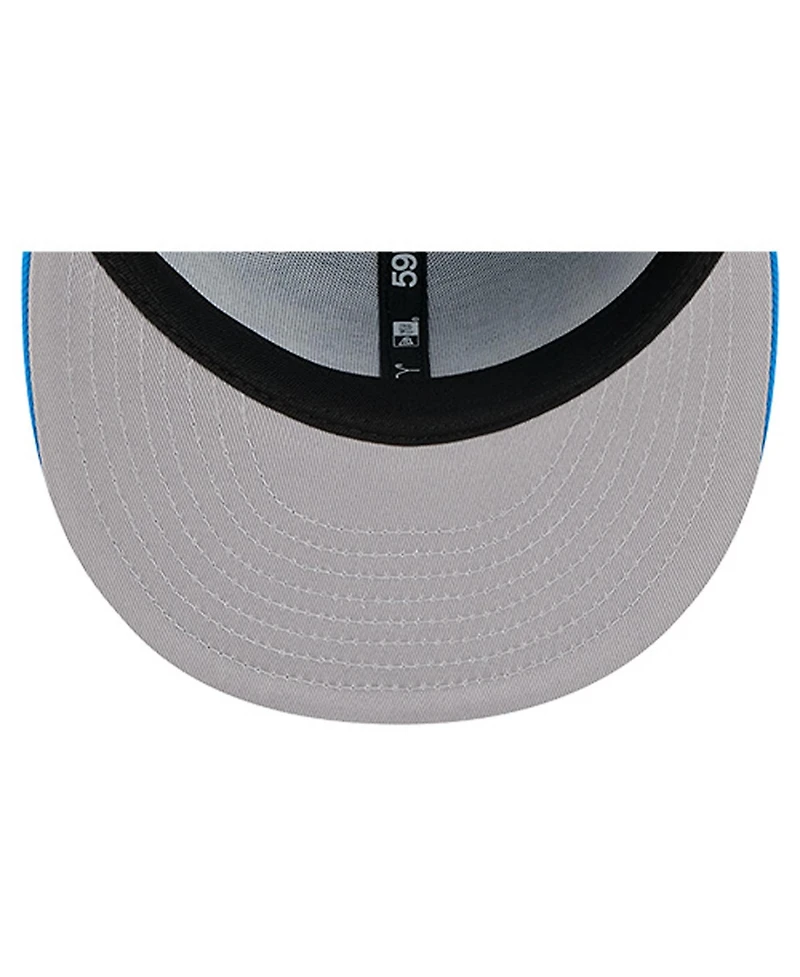 New Era Men's Blue Detroit Lions Overlap Wordmark 59FIFTY Fitted Hat