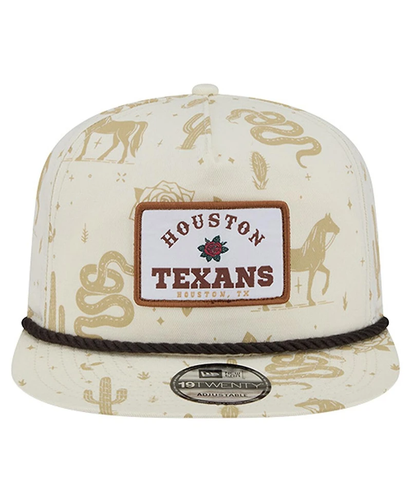 New Era Men's Cream Houston Texans Desert Rose 19TWENTY Adjustable Hat