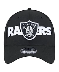 New Era Men's Black Las Vegas Raiders Overlap Logo 39THIRTY Stretch Fit Hat
