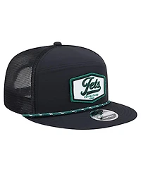New Era Men's Black New York Jets Ripstop Patch 9FIFTY Split Panel Snapback Hat