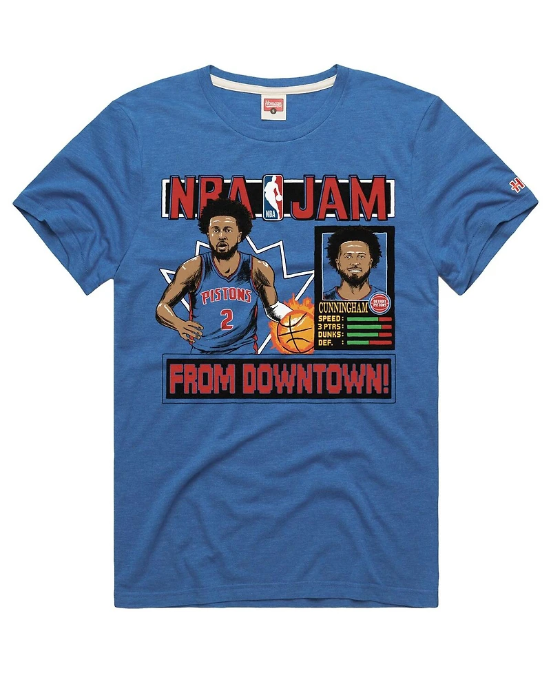 Homage Men's and Women's Cade Cunningham Blue Detroit Pistons Nba Jam Tri-Blend T-Shirt