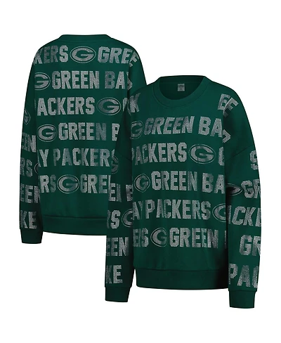 Gameday Couture Women's Green Bay Packers Oversized Hype Era Rhinestone Text Sweatshirt