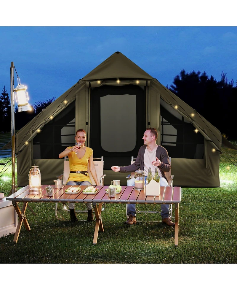 Costway 4-6 People Inflatable Tent with 4 Mesh Screen Windows 2 Doors Skylight Carrying Bag