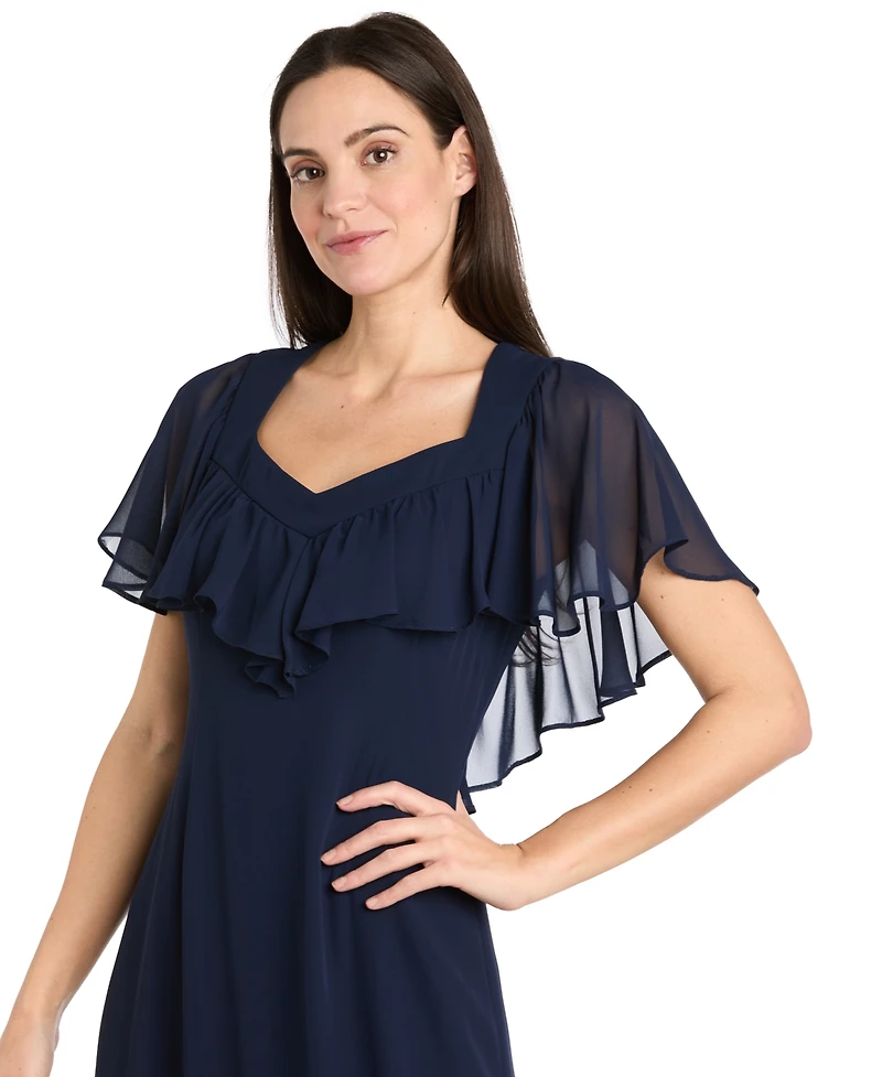 R & M Richards Women's Capelet Short-Sleeve Dress